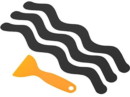 PATIKIL 7.1x0.5 Rutschfest 24Pack Gleitfest Haftreifen S Form mit Spachtel für Treppen Wanne TOILET, Schwarz
