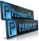 schildEVO 1 Premium Parkplatzschild | BLAU Metallic auf Schwarz | 520 x 110 mm | Wunschtext bis zu 14 Zeichen | Parkplatz-Kennzeichen | Privatparkplatz | DHL-Versand