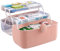 Uotyle Medicine Storage Box 3 Layers First Aid Organiser Case, Plastic Portable Craft Box Kit with Handle, Household Medical Storage Cabinet, Sewing Craft Container For Cosmetics, Jewelry (Pink)