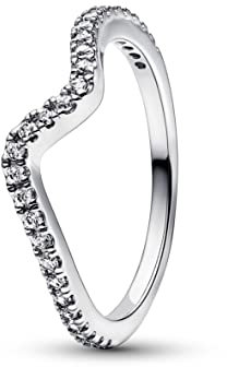 PANDORA Funkelnde Welle Ring aus Sterlingsilber mit Zirkonia in der Farbe Silber, PANDORA Timeless Collection, Gr.58, 192539C01-58