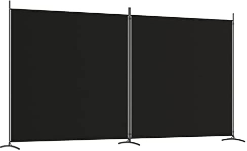 vidaXL 2-Panel Room Divider Black 348x180 cm Fabric
