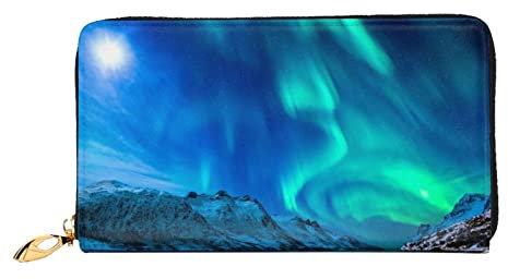 ASEELO Northern Lights bedruckte Herren- und Damen-Geldbörse aus Leder, geeignet für den Alltag, Nordlichter, Einheitsgröße