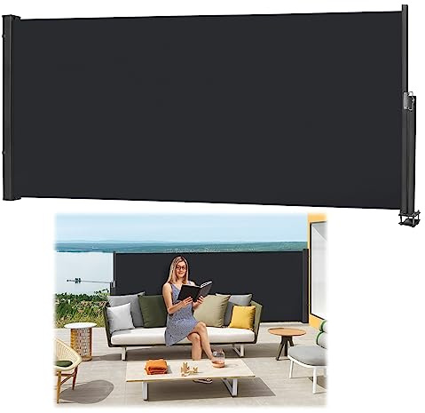 JOIEYOU Seitenmarkise Ausziehbar Sichtschutz Sonnenschutz Seitenrollo Seitenzugmarkise mit Handgriff für Terrasse Garten Balkon (120x300cm, Anthrazit)
