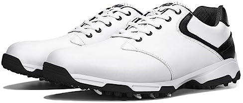 Impermeable Zapatos de Golf para Hombre,Cómodo Ligero Entrenadores de Golf Zapatos de Golf Sin Tacos para Hombre,Casual Caminando Calzado de Golf,Anti-Deslizante (Color : White, Size : 43 EU)