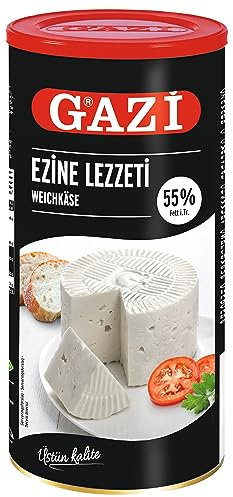 Gazi Ezine Lezzeti Weichkäse - 1x 800g Dose - vollmundiger und cremiger Käse aus Kuhmilch, türkische Spezialität, mit 55% Fett i.Tr., einzigartig zart und besonders, für Salate, als Füllung (1)