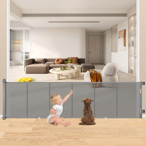 Puerta Seguridad Bebé Extensibles, 0-254 cm Barrera Seguridad Niños y Perros, Vallas de Seguridad para Niños Escaleras y Pasillos, Interiores y Exteriores (Gris)