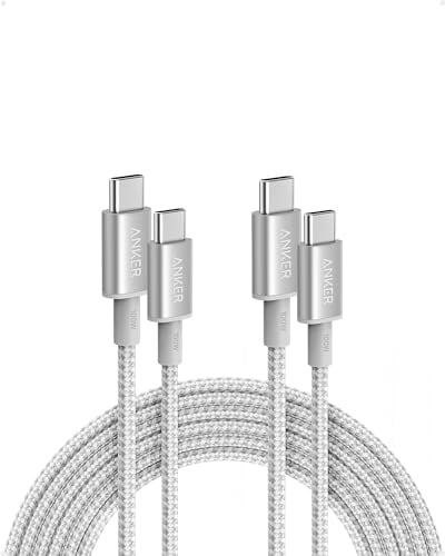 Anker USB C to USB C Cable (10ft/3m, 2Pack), Type-C 100W Charger Cord Fast Charging for iPhone 16 Series,MacBook Pro 2020,Pixel and More(Silver)