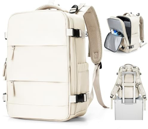 BJLFS Borse da Cabina per Ryanair 40x20x25 Bagaglio a Mano Zaino Borsa Zaino da Viaggio, Zaino da trekking,Zaino Easyjet,Zaino Casual per laptop,Beige semplice