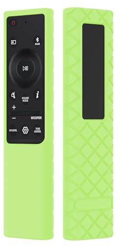JCMOYUTY AH81-15047A Remote Cover for Samsung Soundbar HW-Q60C HW-B650 HW-C450 HW-Q60B AH81-15439A Q990C Remote Case Silicone Protector Green Glow in Dark