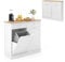 KOMFOTTEU Aparador de Cocina, Armario con Soporte para Botes de Basura 42 L, Mueble de Madera de Caucho con 2 cajones y Estante Ajustable, Mueble Cómoda para Papelera, 100 x 35 x 90,5 cm (Blanco)
