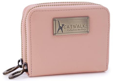Catwalk Collection Handbags - Portefeuille Femme Cuir - Porte Monnaie Moyen - Porte Carte 13 Emplacements pour Cartes - RFID Blocage - ISLA - Rose