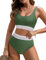UMIPUBO Femme Maillot de Bain 2 Pieces Culotte Taille Haute Ajustable Ensembles Bikini Set Vintage Push Up Tankini Ventre Plat Maillots de Bain(Vert,M)