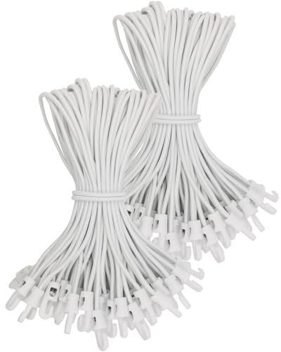 WMZOBH Spanngummi mit Haken 100 Stück - Expander mit Haken 25 cm - Multifunktional Planenspanner Gummispanner mit Haken für Camping Planen, Anhängerplane, Poolabdeckung (Weiß)