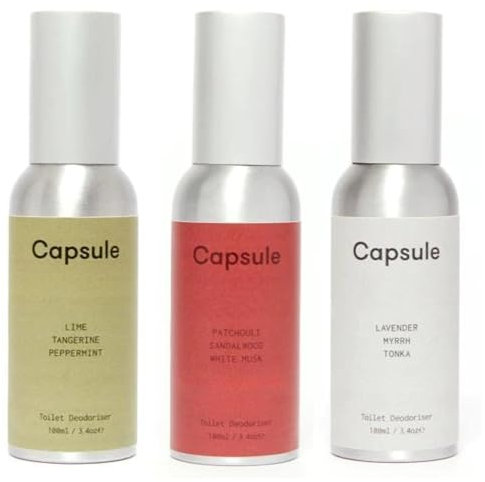 Capsule - Air Freshener Spray for Before and After Toilet Use, Potent Air Freshener for Home and Office Bathroom, In a Portable Toilet Spray Bottle (Triple Pack)