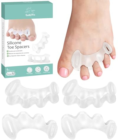 Golbylicc 2 Pairs Toe Spacers Gel Silicone Toe Separators for Women Men to Correct Bunion Toes, Hammer Toes, Soft Big Toe Straightener Toe Corrector Toe Spreader for Feet Relief, Plantar Fasciitis