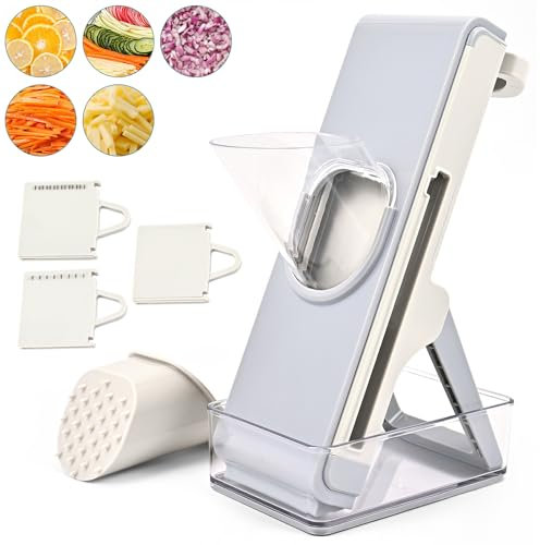 Wantil Gemüseschneider, Gemüseschneider Mit Auffangbecken, Gemüsehobel Manuell,Obstschneider, Zwiebelschneider, Multischneider, Kommt Mit Drei Unterschiedlich Großen Klinge
