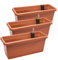 Garronda Blumenkasten Balkon Blumentopf mit Bewässerungssystem und Wasserstandsanzeiger Pflanzen GD-0073 (Terrakotta, 3 Stück, Länge=49cm)