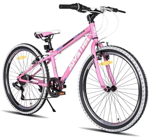 JOYSTAR Lubbock Vélo enfant 24 pouces pour garçons et filles âgés de 9 à 13 ans VTT Hardtail pour enfants avec 7 vitesses, rose