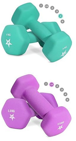 Yes4All Combo Hex Neopren Hanteln Set Gewichte für Krafttraining Yoga Pilate - Kurzhanteln 2er set, Dumbbells Set für Frauen Männer
