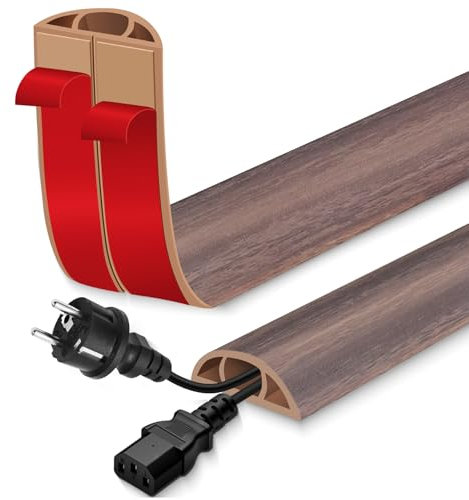 Canalina passacavi adesiva protezioni per cavi a pavimento passacavi pavimento in PVC canalina cavi (Legno marrone grigiastro, 30mm×3m)