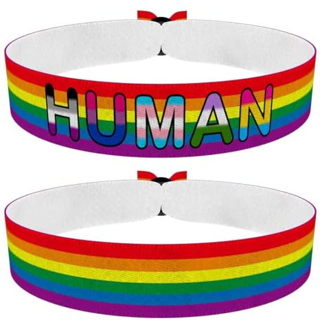 2er Set LGBTQ Rainbow Stoffarmbänder - Handgemacht mit Menschen und Flagge - Verstellbar & Wasserfest - Ideal für Pride Festivals & Freundschaftsgeschenk - Unisex Handgelenkschmuck