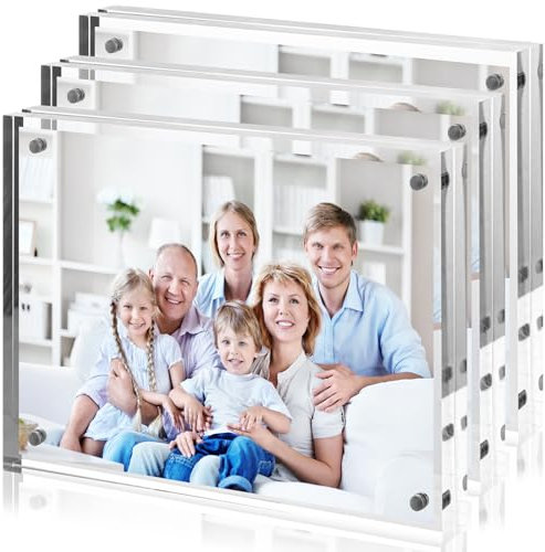 GBACHOOSE 3 Stück Acryl Bilderrahmen 13x18cm, Bilderrahmen Glas, Klare Fotoanzeige Magnetischer Fotorahmen für Familienfotos Hochzeitsfotos und Babyfotos