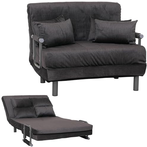 Mendler Schlafsessel HWC-K29, Klappsessel Schlafsofa Gästebett, Liegefläche 190x100cm, Stoff Chenille (370g/m²) - dunkelgrau