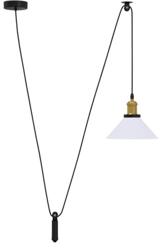 vidaXL Pendelleuchte Höhenverstellbar E27 Weiß Glänzend Ø 22 cm Metall, Pendellampe, Hängelampe weiß, Insel-Hängelampe, Pendelleuchte für Küche