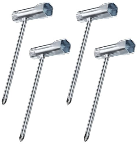 Lot de 4 clés de tronçonneuse en T - Clé à bougie d'allumage - 13 mm x 19 mm - Pour tondeuse à gazon, tondeuse à gazon, clé à bougie d'allumage et tournevis plat
