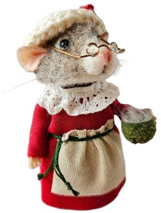 Zktfyshk Nadelfilz-Modell Weihnachten Cartoon Wolle gefilzt Mäuse Miniaturfigur Puppen für Heimdekoration oder Motto-Partys