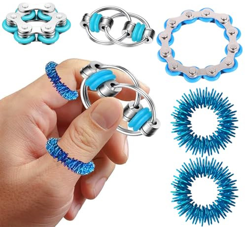 AHEJIOO Anti Stress Spielzeug - 5 Stück ADHS Spielzeug Set für Kinder und Erwachsene, Stressabbau Spielzeug Fidget Toys für Konzentration und Entspannung, Blau