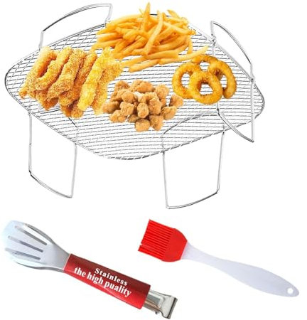 Grille de friteuse à air,Support de Friteuse à Air,accessoires de friteuse à air carré,Air Fryer Rack Squar,Convient à la plupart des friteuses à air,cuiseurs vapeur et accessoires de four