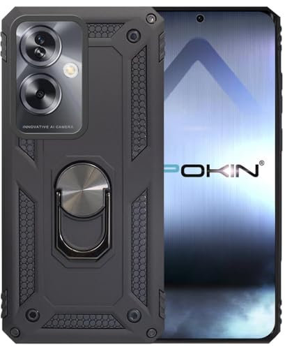 Max Power Digital Funda para OPPO A79 5G con Anillo Metálico Giratorio 360 Carcasa Magnética Imán Rígida Antigolpes Resistente con Soporte, Protección de Grado Militar (OPPO A79 5G, Negro)