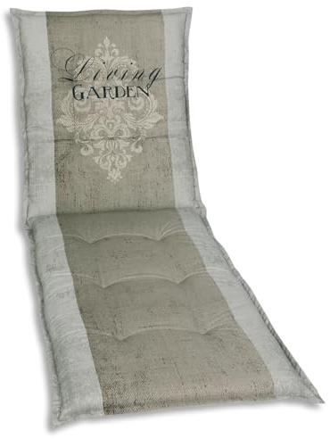 GO-DE Textil Bequeme und attraktive Polsterauflagen für Gartenliegen (Einzelset, Wappen Living Garden beige, Liegenauflage)