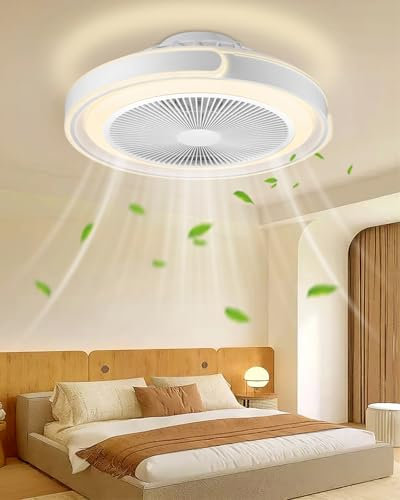 Bellanny Lampara de techo con Ventilador | 75W 3000K-6500K Plafon LED | Ø49cm Ventiladores Techo con Luz y Mando, 6 Velocidades, Tiempo, Silencioso, Ceiling light with Fan para Dormitorio Cocina Salon