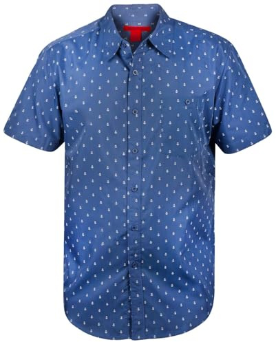 True Face Men’s Hawaiian Shirt Slim FitCasual Beach Shirt for Summer with Front Pocket Funky Palm Tree Floral Pineapple Print Perfect for Holidays Beach Parties Lightweight Top Blue - 525 XL