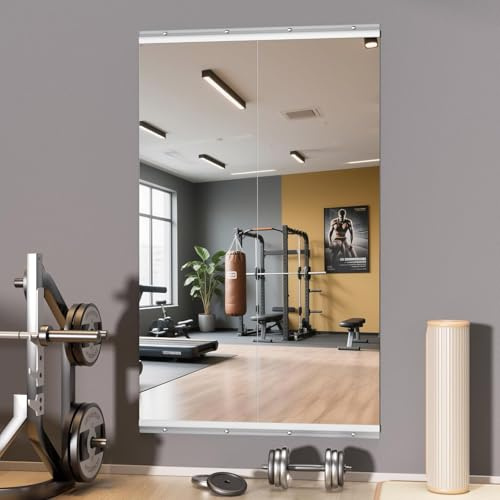 Hasipu Home Gym Mirrors 140x42cm -2 PCS Large Full Body Mirror | Tempered Glass, Large Wall Mirror Full Length for Yoga, Fitness, Garage, Dance Studio, UL Certified, Fitness or commercial