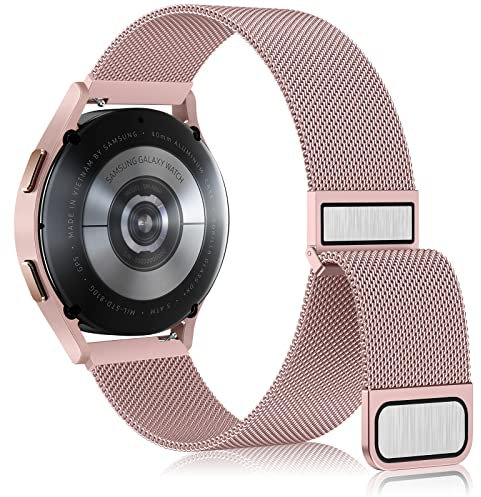 Wanme Métal Bracelet pour Samsung Galaxy Watch 6/5/4 40mm 44mm, 20mm Bracelet en Acier Inoxydable pour Samsung Galaxy Watch 7/FE, Rose
