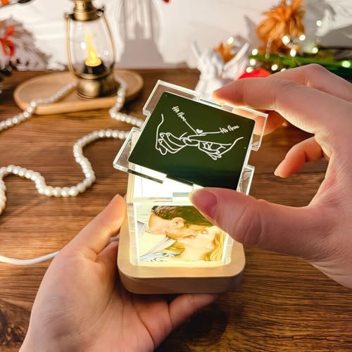 Drawelry Personalisiert Foto Würfel Puzzle Nachtlicht mit Bild Namen Drucken Ornamente Acryl Lampe Fotowürfel Dekoration individuelle Fotogeschenke für Familie, Dad, Mom, Paar, Tierliebhaber (Lover)