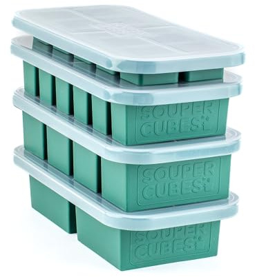 Souper Cubes Silicone Freezer Tray Gift Set, 2 Tbsp, 1/2, 1, & 2 Cup - Kale | 100% Platinum-Cured Silicone Freezer Moulds, Oven & Microwave Safe, The Perfect Batch Cooking Containers Gift Set