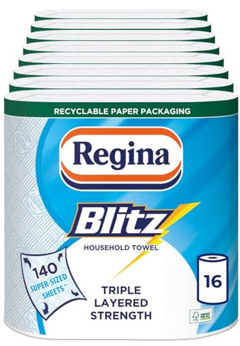 Regina Blitz, 16 Rolls of Household Towel, 3-Ply