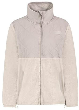 Sublevel Damen Teddy-Fleecejacke Plüschjacke mit Steppbesatz und Kragen