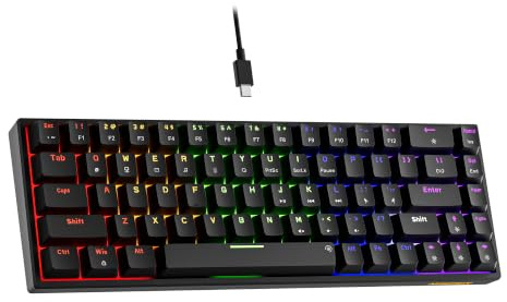 NEWMEN GM682 - Tastiera meccanica con cavo, 60% per cento, tastiera da gioco, 68 tasti, compatta, retroilluminata a LED, USB, ergonomica, mini tastiere meccaniche per PC, laptop, ufficio, Windows Mac