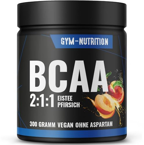 BCAA Pulver hochdosiert – 13.000 mg pro Portion, 2:1:1 | EAA Leucin, Isoleucin, Valin, Ice Tea Peach – vegan, produziert in Deutschland