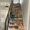 FLFK 13Pcs Retro Bookcase Stair Risers Sticker Peel and Sick 39.37x7.08,Self-Adhesive Bookshelf Staircase Stickers Decals Mural Wallpaper for Home Decor