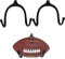 AUXPhome Rack mit verstellbaren Haken Ausrüstung Organizer Aufbewahrung — W Claw Wandhalterung Fußball Halter Ball Display Rack für Helm, Handschuhe, Mäntel, Hüte/Metall und Silikongummi Schwarz