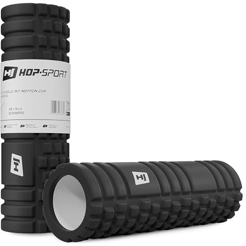 Hop-Sport Faszienrolle mit Massagewellen HS-A045YG 45x14cm Massagerolle effektive Selbstmassage bei Muskelverspannungen Mittel-Hart (schwarz)
