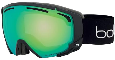 bollé Supreme OTG Ski Goggles – Matte Black | Photochromic Phantom Green Emerald Lens – Anti-Fog, Anti-Scratch, Over Glasses Compatible, Adult Size M/L
