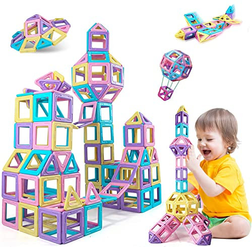 ATCRINICT Magnetic Building Blocks 40pcs Magnetic Tiles Toys for 3 4 5 6 7 Years Old Boys Girls Kids Educational Construction Magnet Toy Learning Games for Toddlers Christmas Birthday Gifts