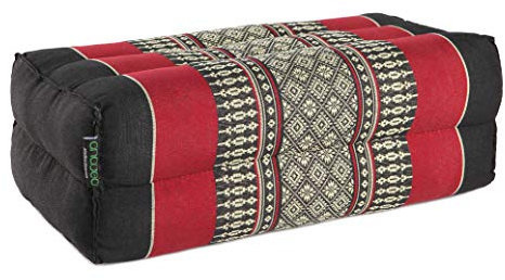 ANADEO YogaProducts Standard – Standard Zafu Yoga- und Meditationskissen – 100% natürliches Kapok mit hoher Dichte – Komfort und Festigkeit – Sitzstabilität – Schwarz Rot – X1